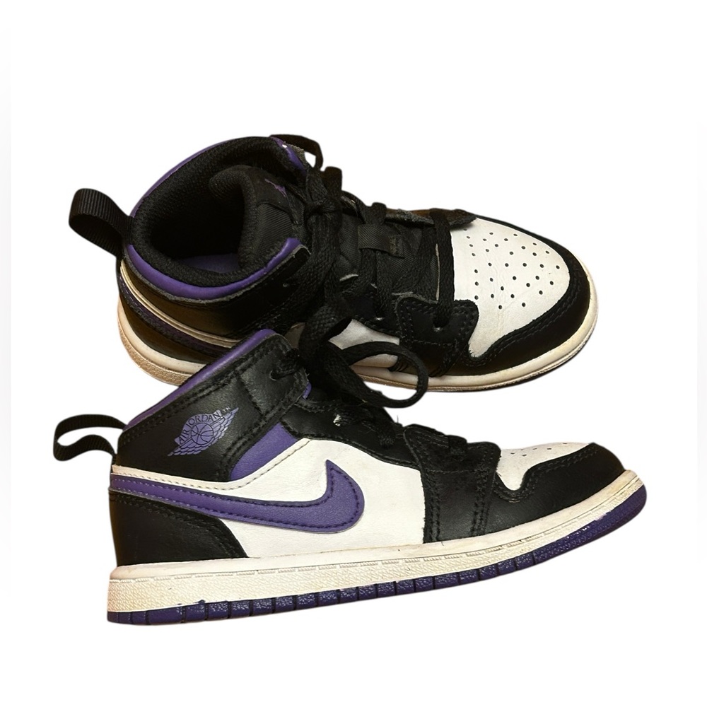 JORDAN Air Jordan 1 Mid sneakers Size 9 Toddler Purple/Black - Picture 2 of 9